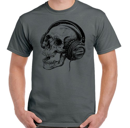 Skull headphones shirt - skull,